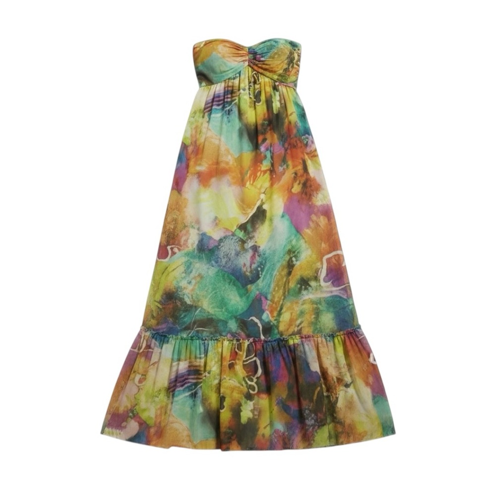 On Line Silk Strapless Bandeau Maxi Dress